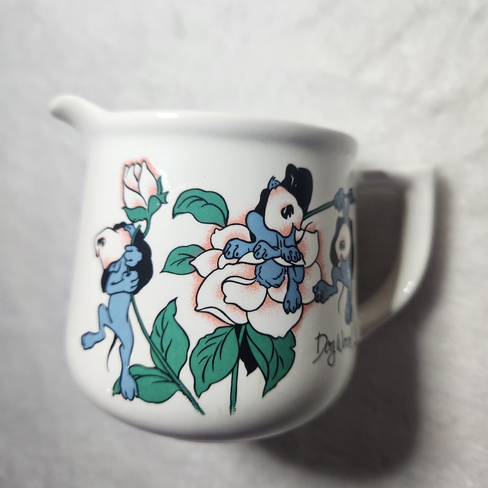 Vintage 1989 Petal Pets DogWood Ceramic Creamer Pitcher Artmark Chicago Japan
